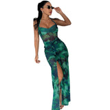 rainforest dress to impress Fashionable Ins Printed Dress Sexy Sleeveless Halter Backless Split Casual Dress Dress Dress