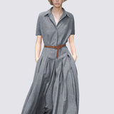 barn jacket outfits Super Long Shirt Dress for Women Spring and Autumn Long Pleated Large Swing Dress Fashionable Trendy Waist-Tight to Ankle Dress