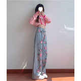 summer fits Sweet Retro Jeans for Women Autumn New Niche Loose High Waist Slimming Hot Girl Straight Wide Leg Pants