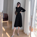 2000s fashion Autumn and Winter Women's Elegant Hepburn Style Sweater Skirt Half Turtleneck Inner Wear Mid-Length Knitted Long Sleeve Dress