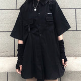 grunge outfits Black Pleated Skirt Female Summer Student Skirt Uniform Skirt Hot Girl Tooling High Waist Word Skirt Fashion