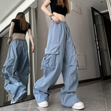 y2k outfits American Retro Overalls Women's Summer High Waist Straight Wide Leg Design Sense Niche Loose Casual Mopping Pants Fashion