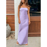 dress Sexy Women's New Solid Color Wrapped Chest Elastic Backless Knitted Satin Dress