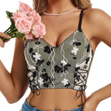 Ebbgo y2k outfits Sexy Ins Sweet and Spicy Style Embroidered Mesh Outer Wear Fresh Camisole Steel Ring Strap Underwear