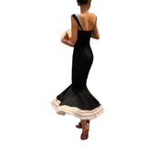 android vs cyberborg dress to impress French Style Black Knitted Sling Dress Women's 2024 Summer Step Lotus Elegant Slim Slimming Fishtail Dress