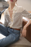 summer outfits inspo Shirt Women's New Spring and Autumn Long Sleeve Loose Retro Fashion Casual Temperament Autumn and Winter Striped Top