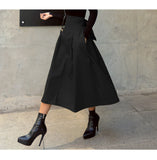 2000s fashion Three-Color Skirt Spring and Autumn A- line Umbrella Skirt Super Popular Bow Large Swing Skirt Slim Waist Dress