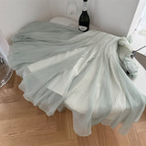 jester dress to impress Mint Green Mori Small Flying Sleeve Sling Dress Women's Summer Waist Slimming Fairy Style Large Swing Super Fairy A- line Skirt