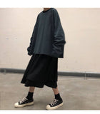 2000s fashion Pleated Skirt Spring, Autumn and Winter High Waist Slimming A- line Skirt Loose Korean Style Slimming Solid Color Mid-Length Skirt