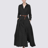 barn jacket outfits Super Long Shirt Dress for Women Spring and Autumn Long Pleated Large Swing Dress Fashionable Trendy Waist-Tight to Ankle Dress