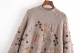 teacher outfits 2024 Style Autumn Women's Clothing New Beaded Inlaid Knitwear Sweater 4707