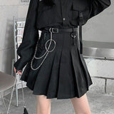 grunge outfits Black Pleated Skirt Female Summer Student Skirt Uniform Skirt Hot Girl Tooling High Waist Word Skirt Fashion