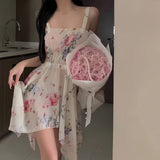 cherry blossom dress to impress Butterfly Miaosi Silk Hair French Flower Dress Chiffon Strap Pajamas Pure Desire Temptation Nightdress Sexy Niche