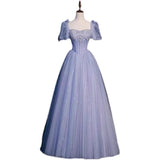 prom dresses Blue Evening Dress New High-Grade Princess Dress on the Run Student Day Adult Ceremony Promotion Host Fairy Temperament