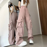 y2k outfits American Retro Overalls Women's Summer High Waist Straight Wide Leg Design Sense Niche Loose Casual Mopping Pants Fashion