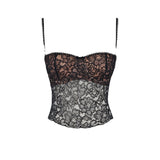 going out outfits New Hot Girl Women's Black Lace Sexy Strap Stitching Small Top