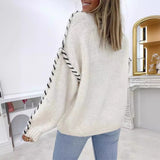 Ebbgo casual fall outfits Sweater Women's Spring and Autumn New round Neck Series Line Pullover Sweater Top for Women