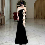 dress Black Evening Dress for Women Light Luxury Niche High-End Banquet Temperament Host Dinner Fishtail Dress New