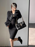 Ebbgo  -  Sexy V-Neck Plush Coat Short Top Imitation Mink Hair Cardigan Women Fashion Plush Casual Sweater Korean Elegant Faux Fur Teddy