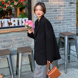 Ebbgo  Solid Over Outerwears Coats for Women Clothes Loose Black Jacket Dress Long Blazer Woman Winter  Elegant and Youth Spring