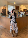 Ebbgo  2024 Butterfly Printed Dress Floral Irregular Split Dresses Early Spring Dresses Sexy Elegant Fairy Dresses For Women