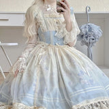 Ebbgo  -  Lolita Dress JSK Fairy Full Fall/Winter Dream Doll Bow Lace Ruffled Kawaii Princess Dress Purple Blue