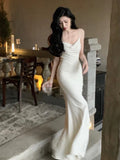 Ebbgo  -  Fashion Bodycon Runway Party Prom Dress Summer Elegant Spaghetti Strap Mermaid Wedding Vestidos Women Simple Solid Clothing