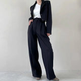 Ebbgo  -  Women Office Suit Two-Piece Pantsuit Elegant Blazer Female Set Casual Loose Pants Jacket Work Clothes