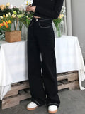 Ebbgo  Flower Embroidery Vintage Streetwear Jeans Women Pockets Korean Fashion Denim Pants Female High Waist Sweet Casual Pants