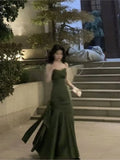 Ebbgo  -  French High-end Design Sling Backless Waist Slim-fit Bag Hip Pleated Bow Fishtail Long Dress Banquet Evening Dress