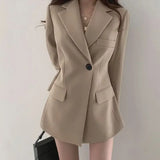 Ebbgo  Black Slim Coats for Women Blazer Woman Clothes Khaki Outerwears Jacket Youthful Korean Fashion  Popular Spring Reviews Many