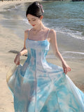 Ebbgo  Real Malaysia Holiday Seaside Photos Beautiful Out Of The Film Dangle Strap Dress Dopamine Beach