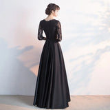 Ebbgo  -  Dresses Gala Black dinner dress party evening gown floral Long sleeve H223