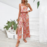 Ebbgo  -  Elegant Long Jumpsuit Women Sexy Backless Wide Leg Jumpsuits Casual Sleeveless Floral Rompers Summer Clothes For Woman 2024 New