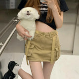 Ebbgo  Streetwear Cargo Mini Skirts Women Harajuku Vintage Y2k 90s Casual Hight Waist Sexy Clothes Fashion Denim Short Skirt