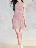 Ebbgo  - Skinny Knit With Tank Top A-line Skirt Two-piece Set Summer New Suit Party Korean Elegant Lady Style