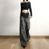 Ebbgo  Classic Vintage All-match Casual Trendy Cool Youth Vitality Women's Patchwork Gender-free Wide Leg Pants Trousers