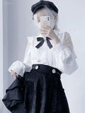 Ebbgo  -  Y2k Aesthetics Ruffle Shirt Japanese Kawaii Tops Blouses Fairy Harajuku Pleated Blusas Vintage Lolita Clothes Mall Goth