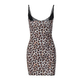 Ebbgo  -  Summer New Sexy Leopard Print Spicy Girls Style Spliced Mesh Strap