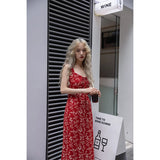 Ebbgo  Red 2024 Summer Dress Women Sleeveless Sexy Holiday Slim Vintage Designed Print New Fashionable Vestidos Leisure  De Mujer