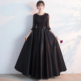 Ebbgo  -  Dresses Gala Black dinner dress party evening gown floral Long sleeve H223