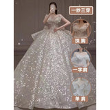 Ebbgo  -  Wedding Dress Dinner Gala Party Bridal Robe Gown Off Shoulder Butterfly Fairy Princess Sequin formal occasion Bride Dresses H892