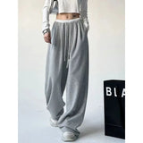 Ebbgo  -  Black Sweatpants Women Korean Autumn Casual Baggy Pants Vintage Harajuku Streetwear Straight Sports Trousers Fashion