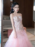 Ebbgo  -  Evening dress super-fairy floral tube top pink light luxury banquet temperament princess dresses l0909