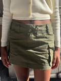 Ebbgo  American Vintage Cargo Skirts Women Summer Streetwear Casual High Waist Pockets Cotton Mini Skirt Casual Y2k Chic Short Faldas