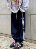 Ebbgo   Y2K Blue Sweatpants With Bow Women Korean Fashion Fairycore Jogger Pants Oversized Harajuku Girly Kpop Sports Trousers