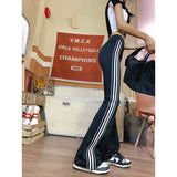 Ebbgo  2024 Summer Women Sweatpants Baggy Casual Side Stripe Pants Sports Slim Elastic Waist Pants Black Joggers Trousers Streetwear