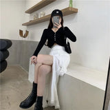 Ebbgo   Chic Irregular Harajuku Solid Color Sexy Female Skirt High Waist Women Casual Cool Split Lace Ruffles 2024 Spring Summer Skirts