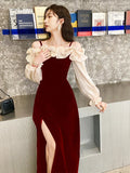 Ebbgo  -  Dress For Ball Gown Evening Dresses Flower Banquet Red Evening Dress H2112