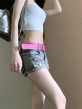 Ebbgo  -  Sweet Hot Girl Pure Sexy Low Waisted Elastic Skirt Women's Summer Casual Slim Fit Denim Mini Skirt Fashion Female Y2K Clothes